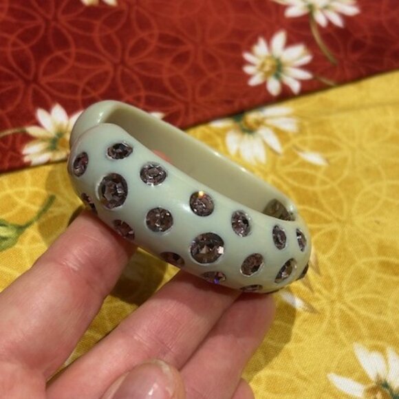 ALBERT WEISS Mint Green Rhinestone Clamper BRACELET - Picture 9 of 9